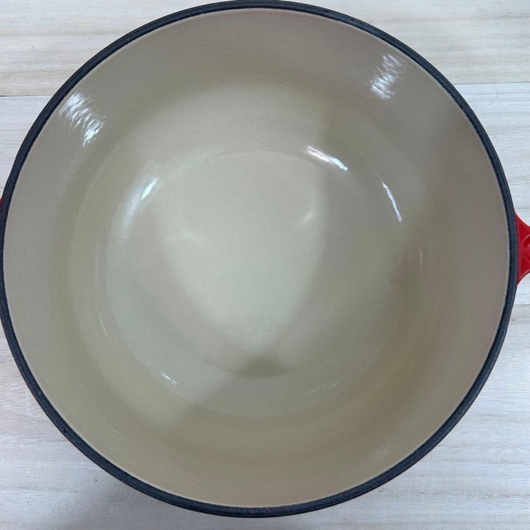 ル・クルーゼ パパライン 22cm エンゾマリ チェリーレッド ガラス蓋 赤