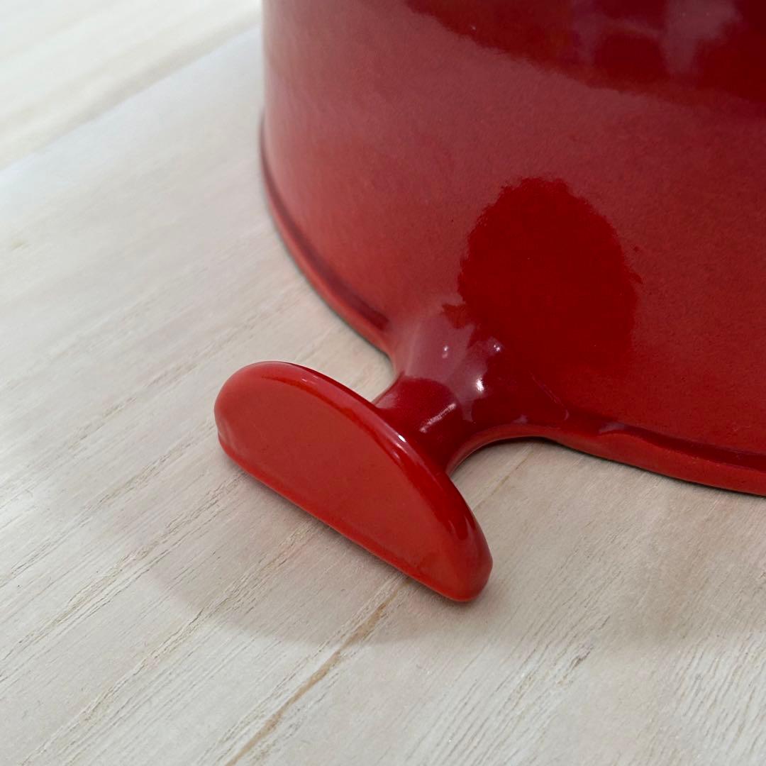 ル・クルーゼ パパライン 22cm エンゾマリ チェリーレッド ガラス蓋 赤