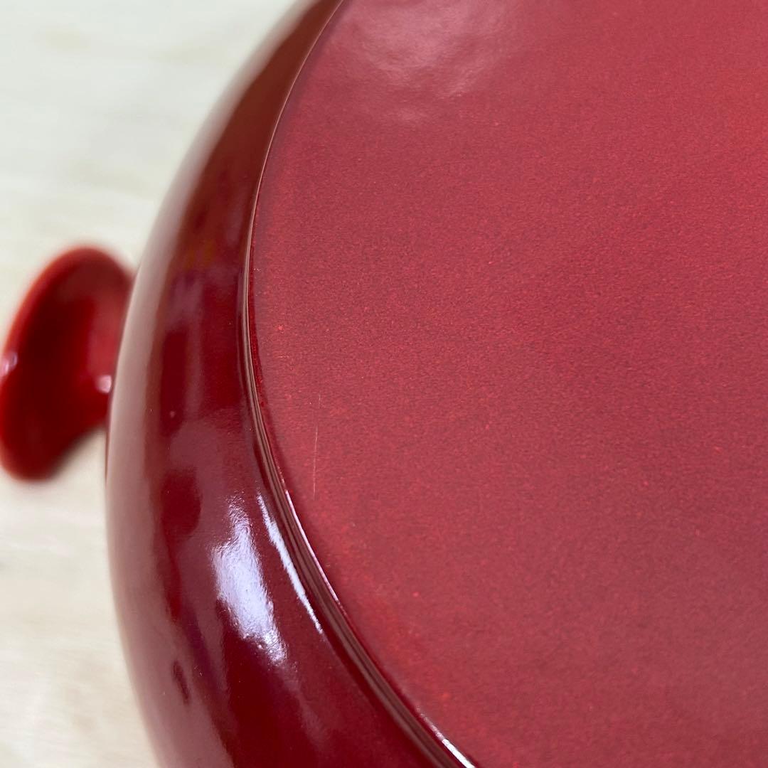 ル・クルーゼ パパライン 22cm エンゾマリ チェリーレッド ガラス蓋 赤