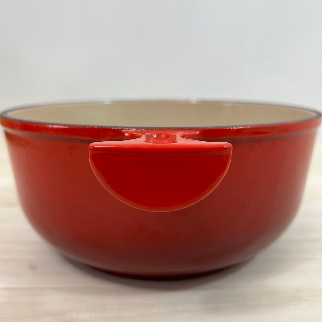 ル・クルーゼ パパライン 22cm エンゾマリ チェリーレッド ガラス蓋 赤