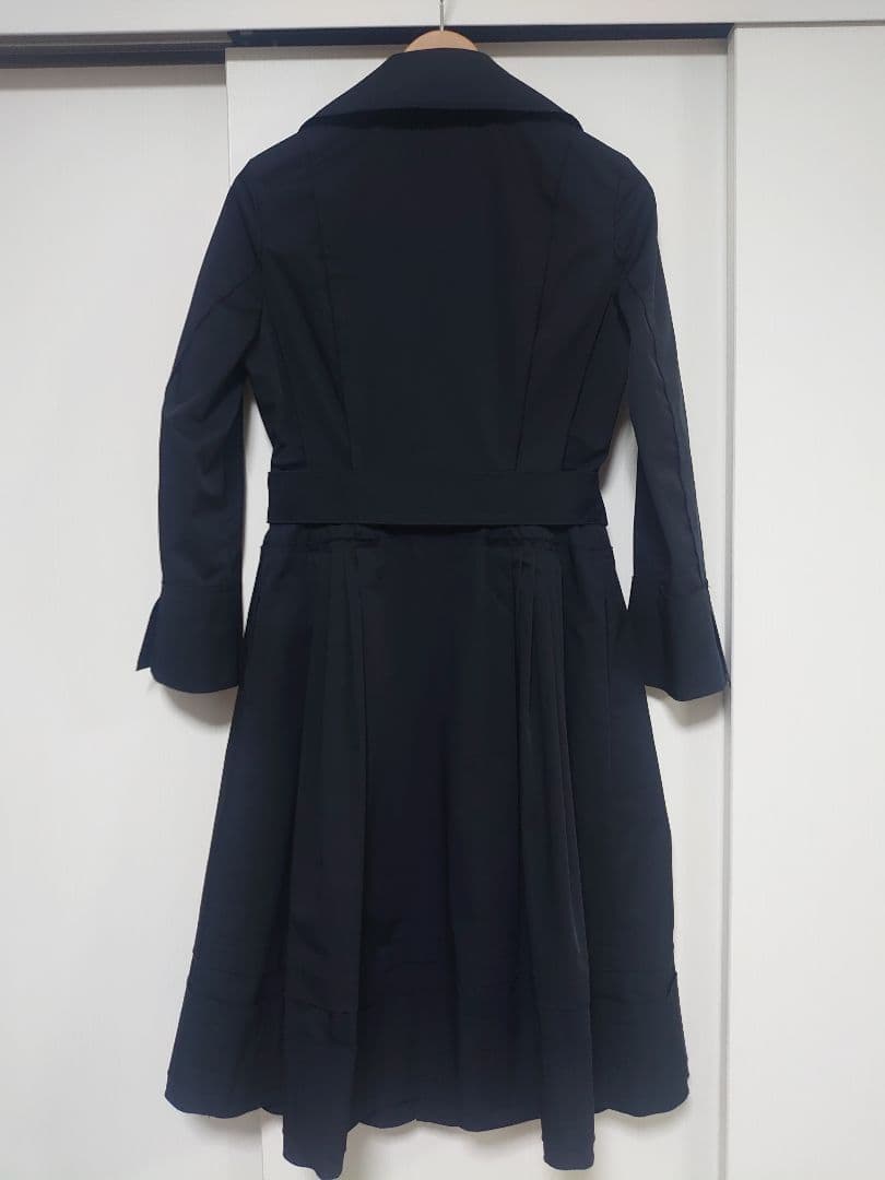 FOXEY NEWYORK ギャザートレンチコート ベルト付き黒 40(L)