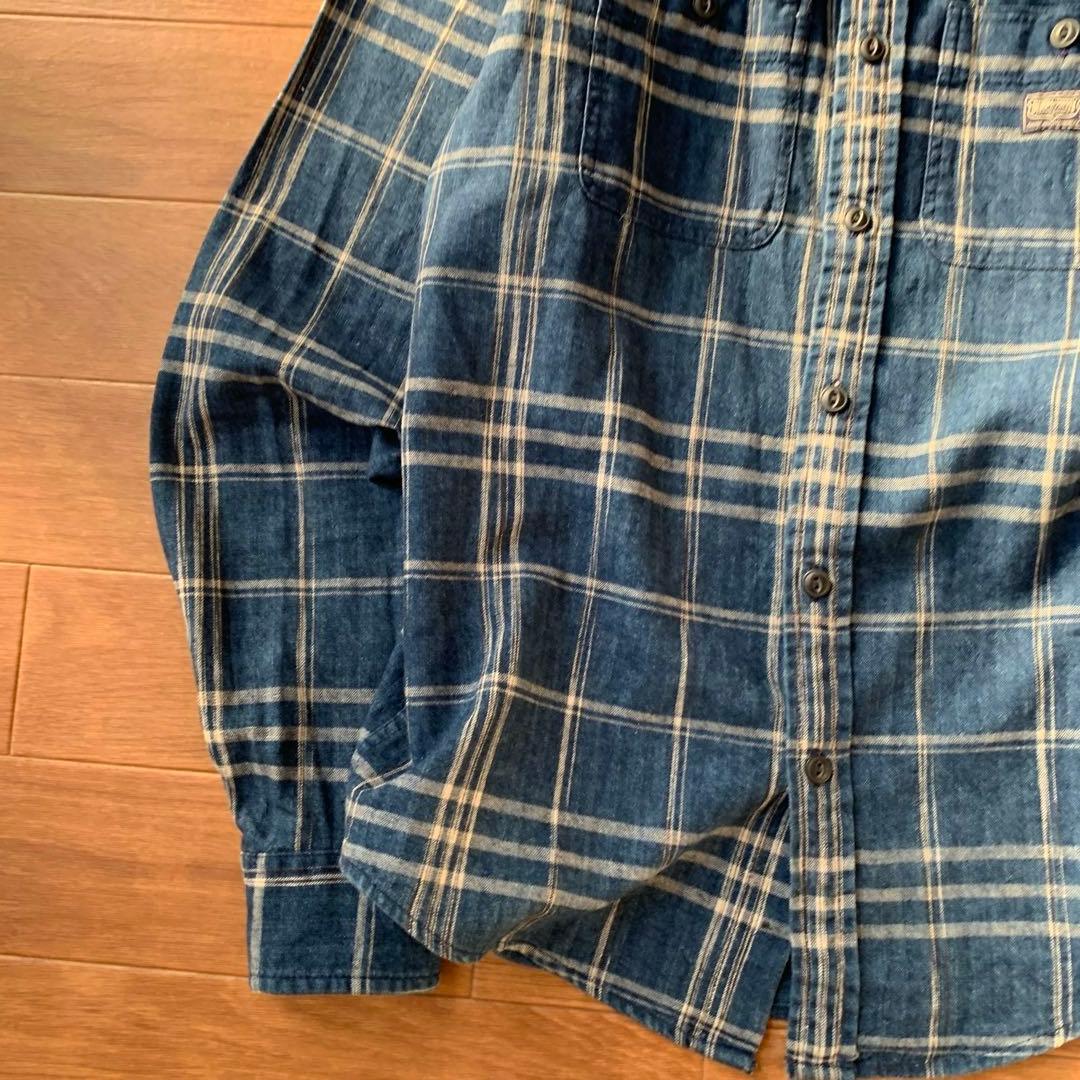 D&S ラルフローレン コットンリネン インディゴ ワークシャツ 猫目ボタン