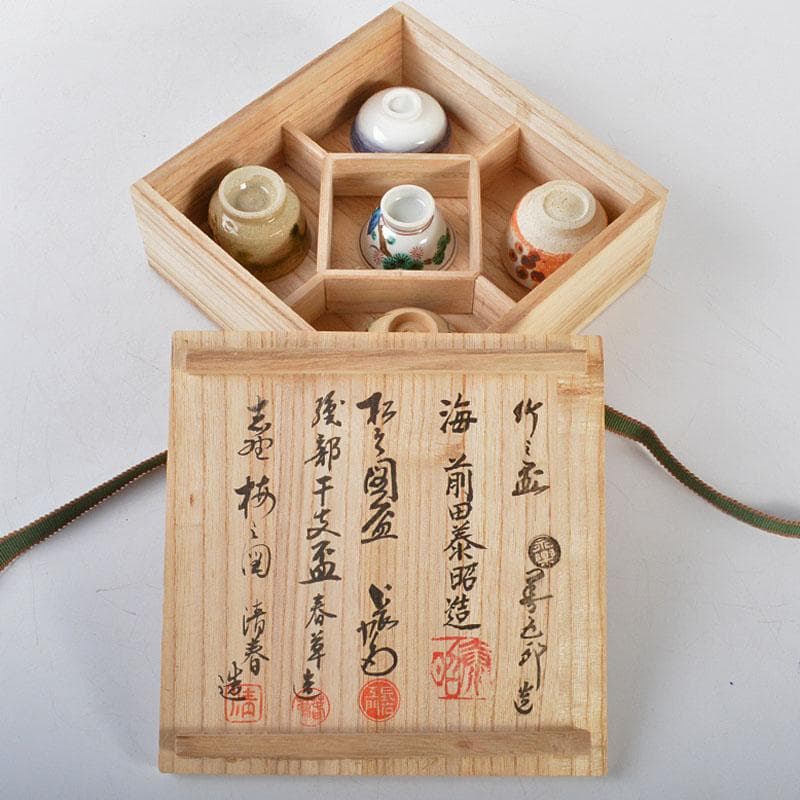 五名工　盃　永楽五名工　盃　永楽善五郎　上出長右衛門など　共箱　D　R4577