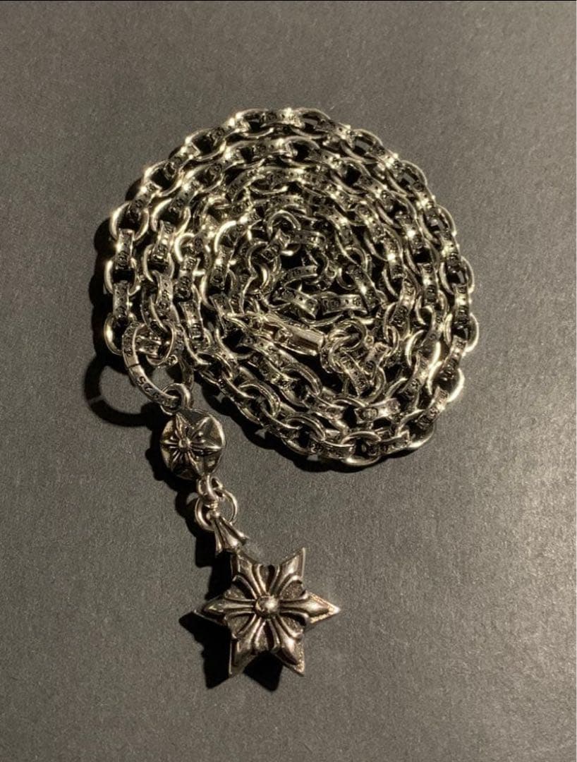 Silver925刻印　クロススター　ペーパーチェーンネックレス