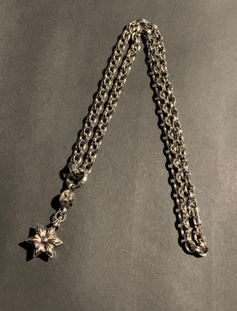 Silver925刻印　クロススター　ペーパーチェーンネックレス
