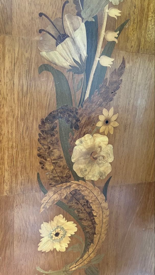 アンティーク 花象嵌 キャビネット タンス 木製