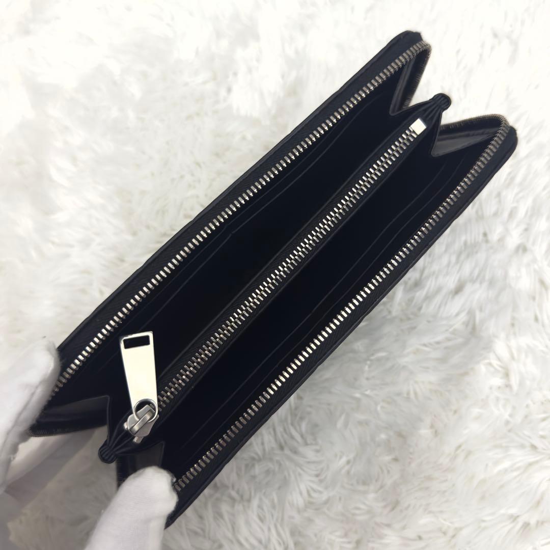 未使用級✨RFID内蔵 ボッテガ ラウンドファスナー イントレチャート 財布 黒