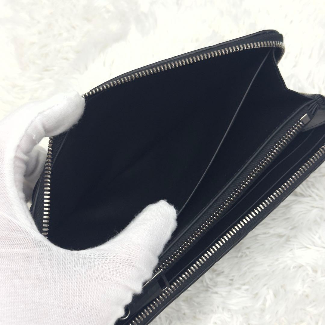 未使用級✨RFID内蔵 ボッテガ ラウンドファスナー イントレチャート 財布 黒