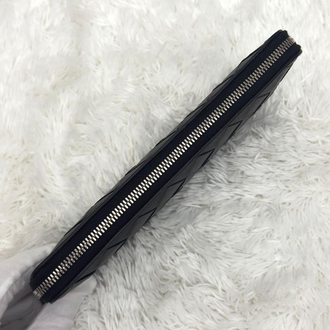 未使用級✨RFID内蔵 ボッテガ ラウンドファスナー イントレチャート 財布 黒
