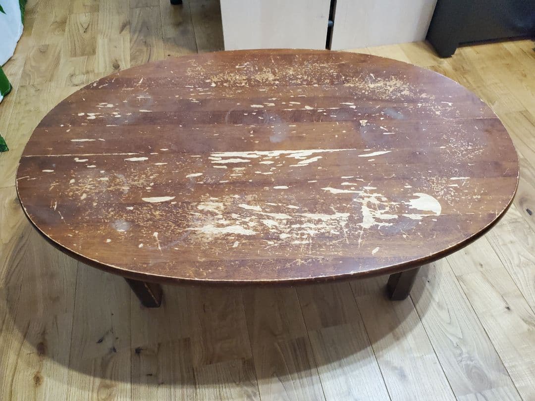 アンティーク 楕円形座卓 木製　ちゃぶ台　昭和レトロ