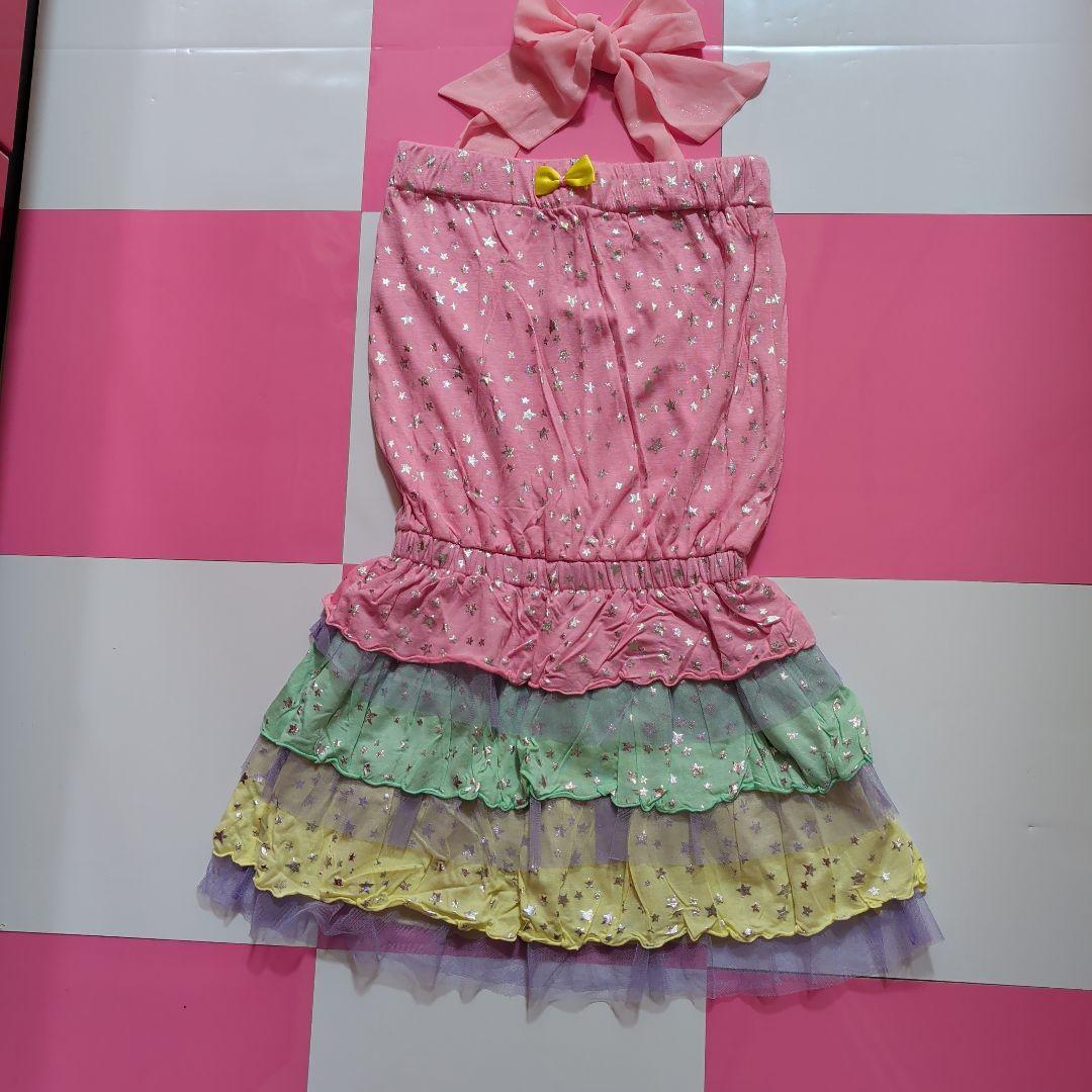 星柄フリルスカート リボン付き ワンショルダー 6%DOKIDOKI 美品