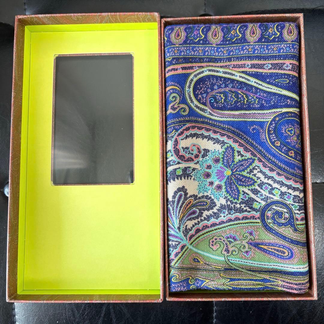 【新品箱付き】ETRO エトロ ペイズリー柄 ストール スカーフ シルク混