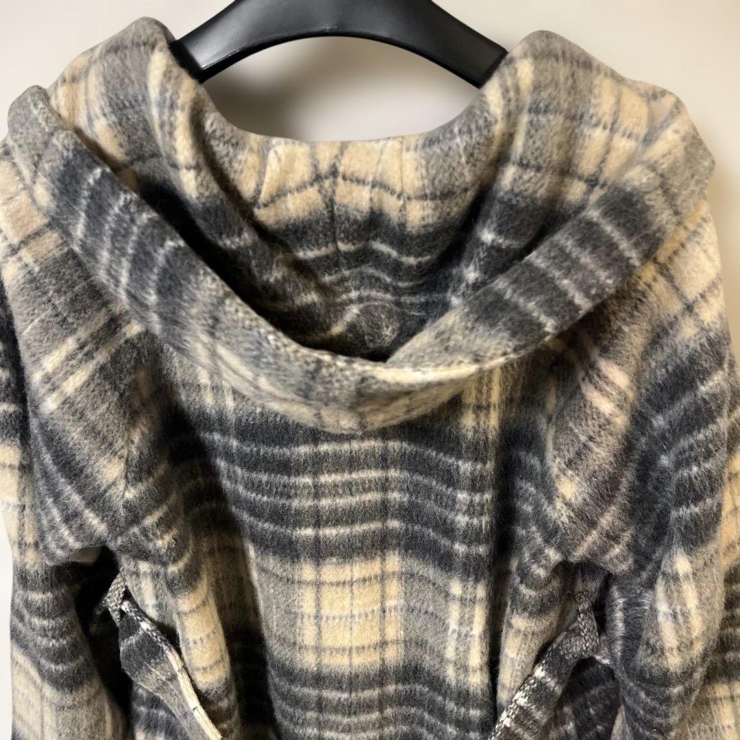 【超美品】MORABITO BLANC グレー系チェックロングコート