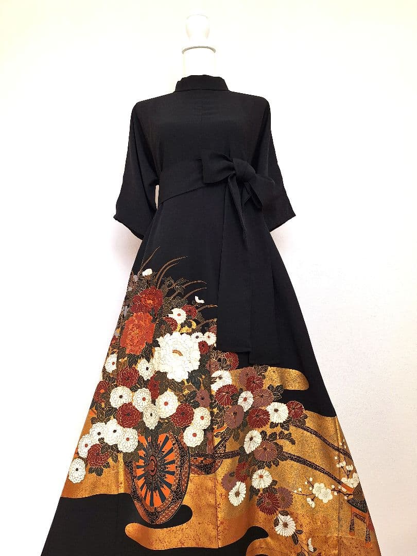 着物リメイクワンピース3633