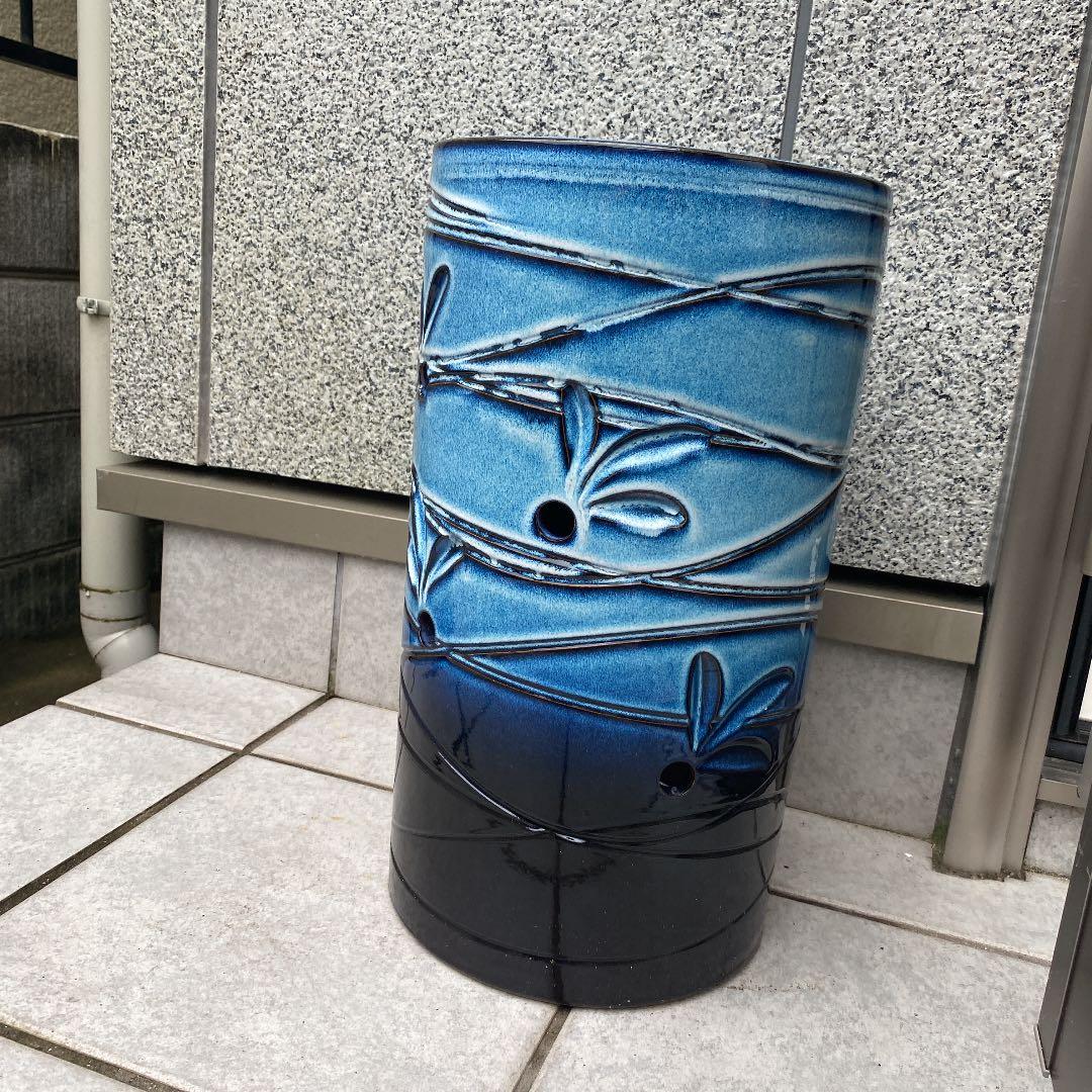 信楽焼き　傘立て　陶器　新品　ほがし グラデーション