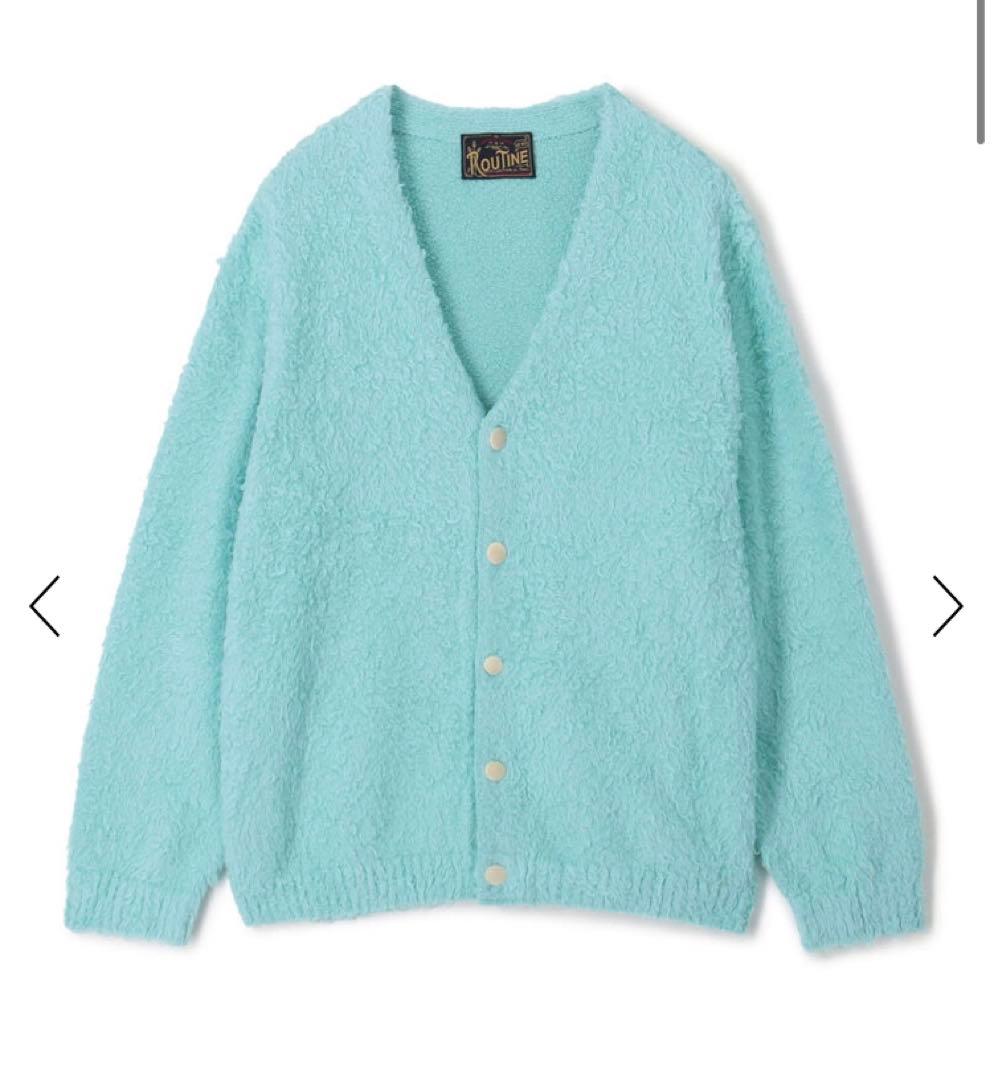 別注 ROUTINE ヴィンテージ 起毛 Vネック カーディガン モヘア モヘヤ