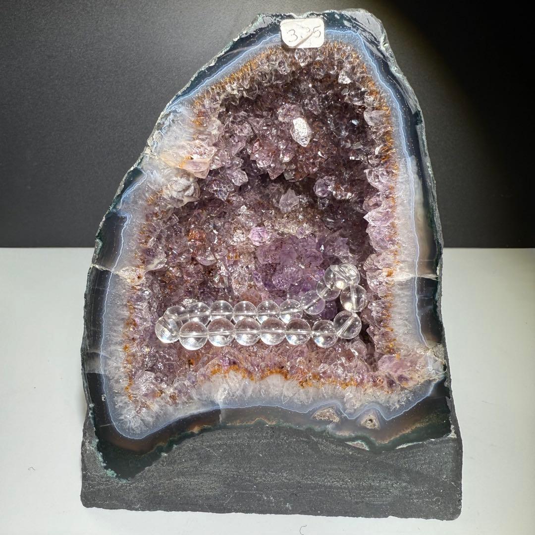 天然石タイチンルチルクォーツ共生アメジストのドーム　置物NO.091014