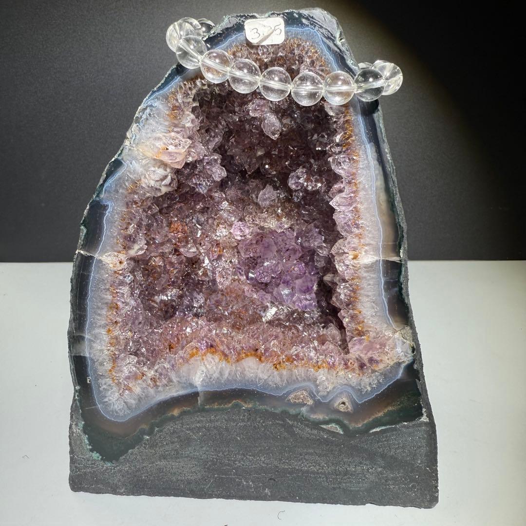 天然石タイチンルチルクォーツ共生アメジストのドーム　置物NO.091014