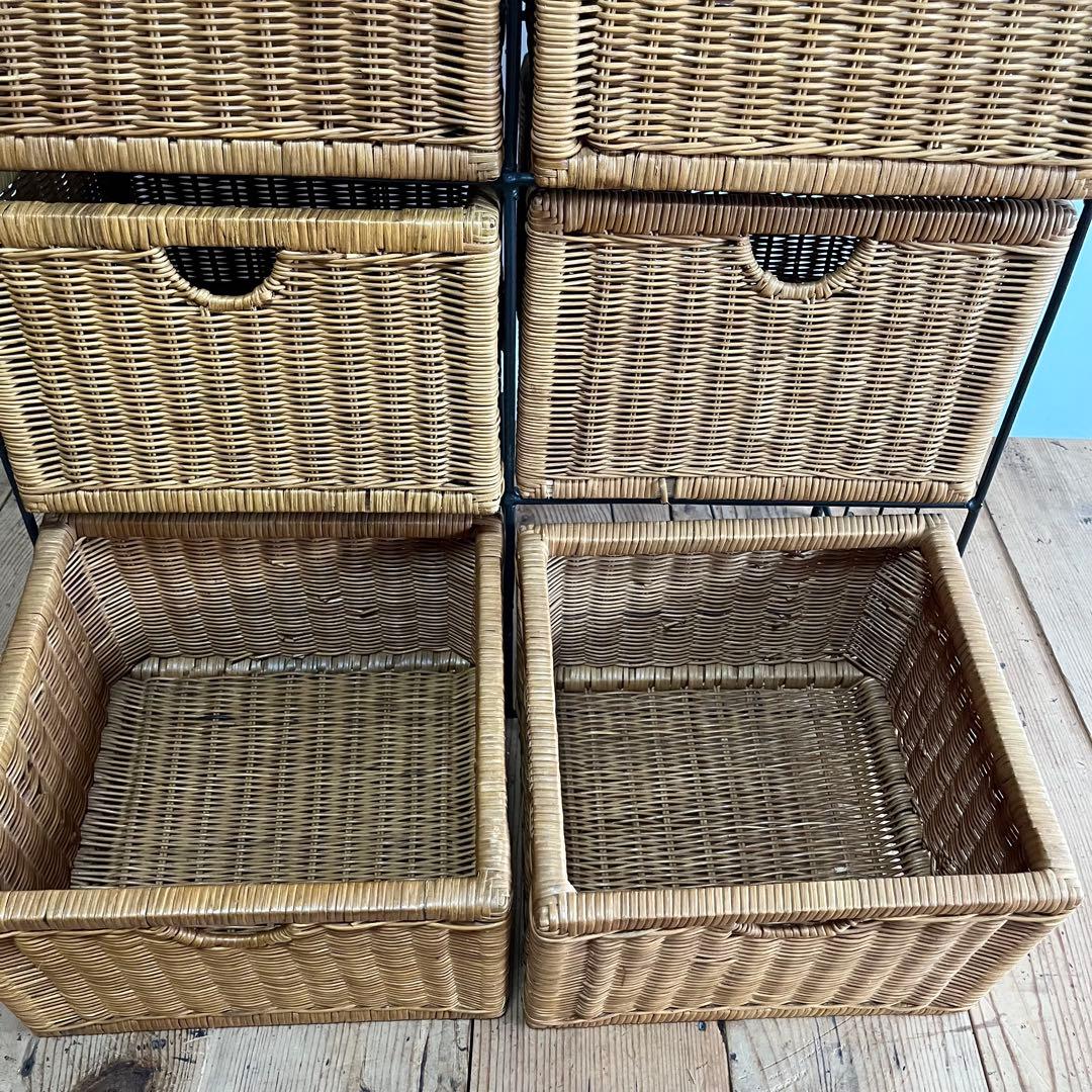 ラタン ランドリー チェスト 棚 アイアンフレーム