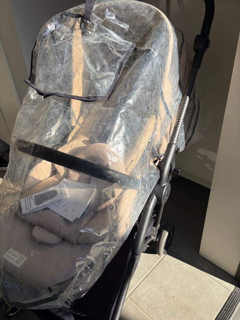 サイベックスメリオカーボン2022　ベージュ　レインカバー&ドリンクホルダー付