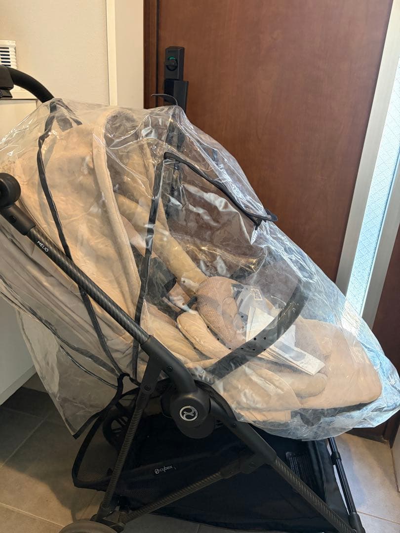 サイベックスメリオカーボン2022　ベージュ　レインカバー&ドリンクホルダー付