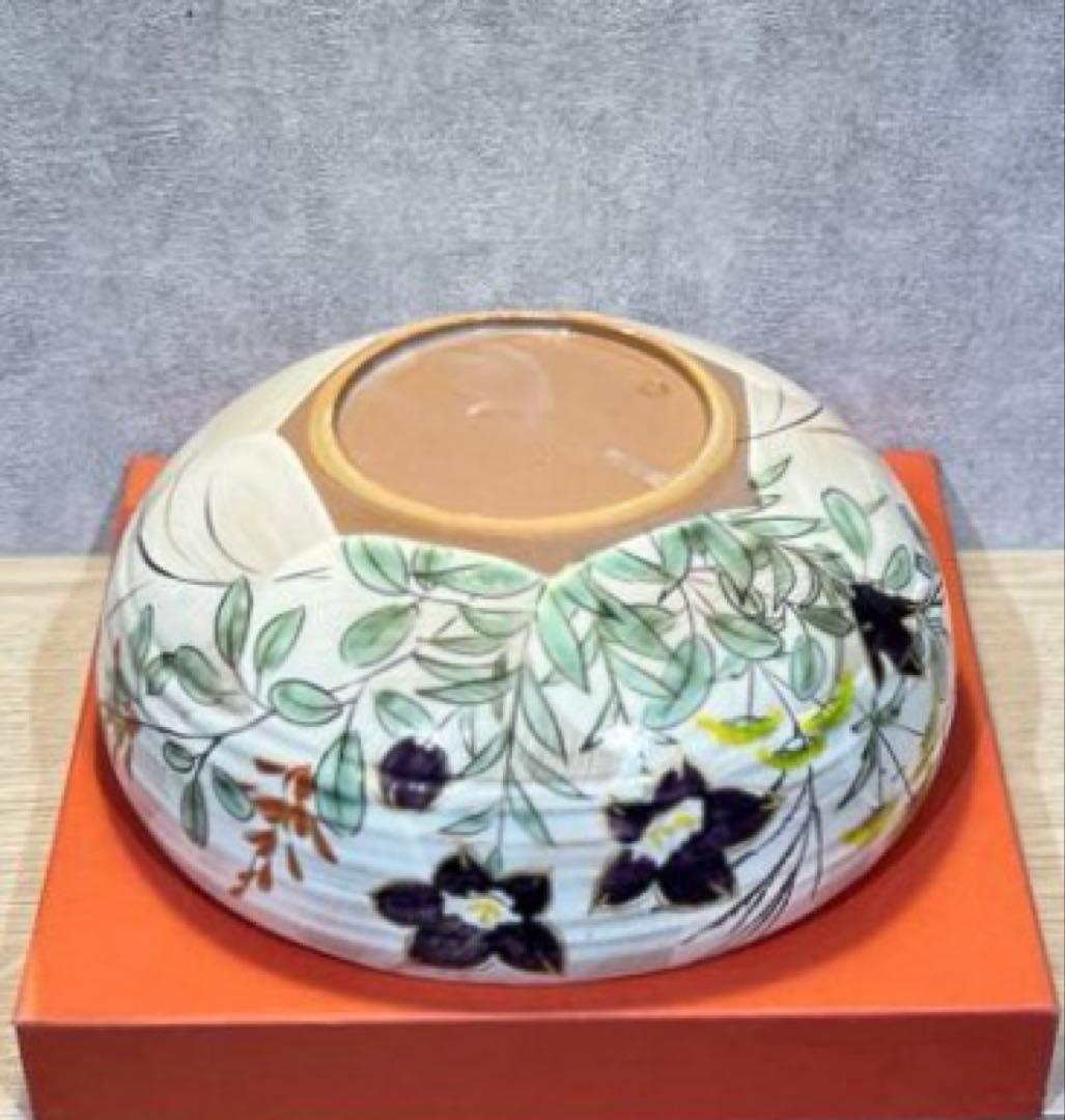 陶あん 京焼 清水焼 桔梗 秋草文 深鉢 大鉢 菓子鉢