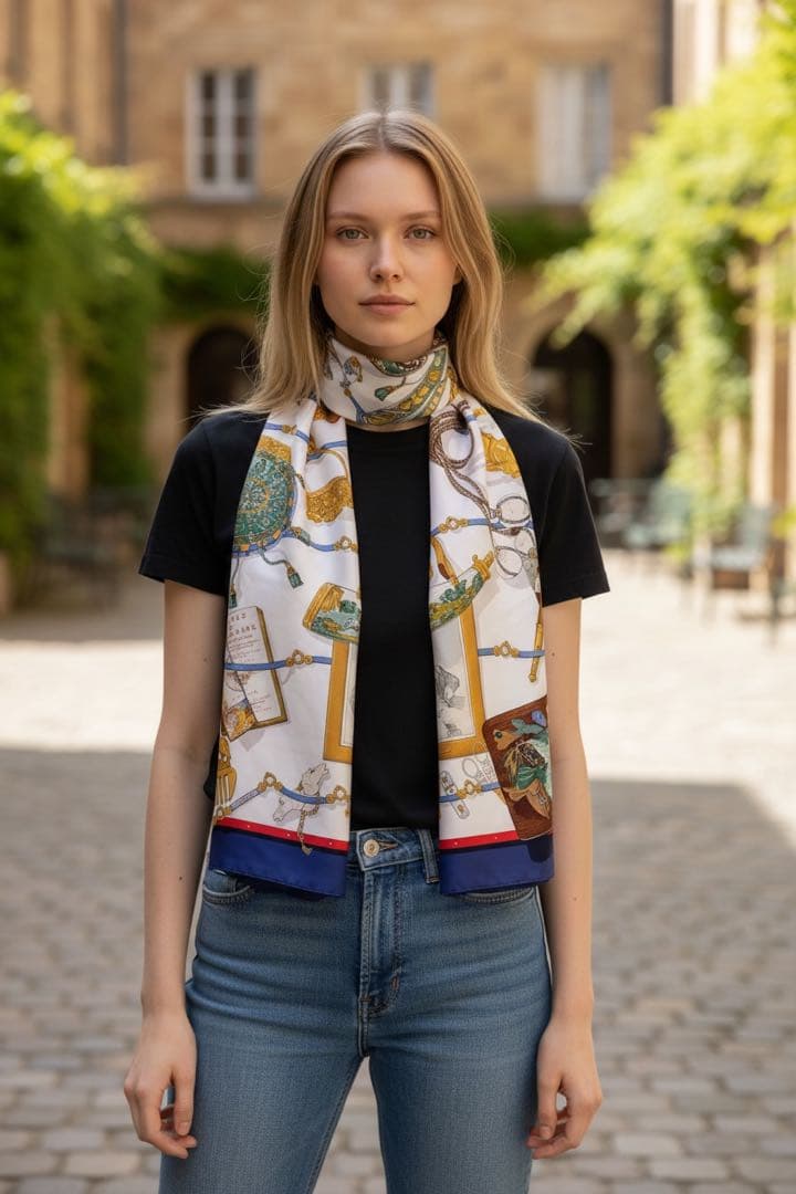 美品　エルメス　カレ90 スカーフ　エルメスの思い出　正規品　シルク