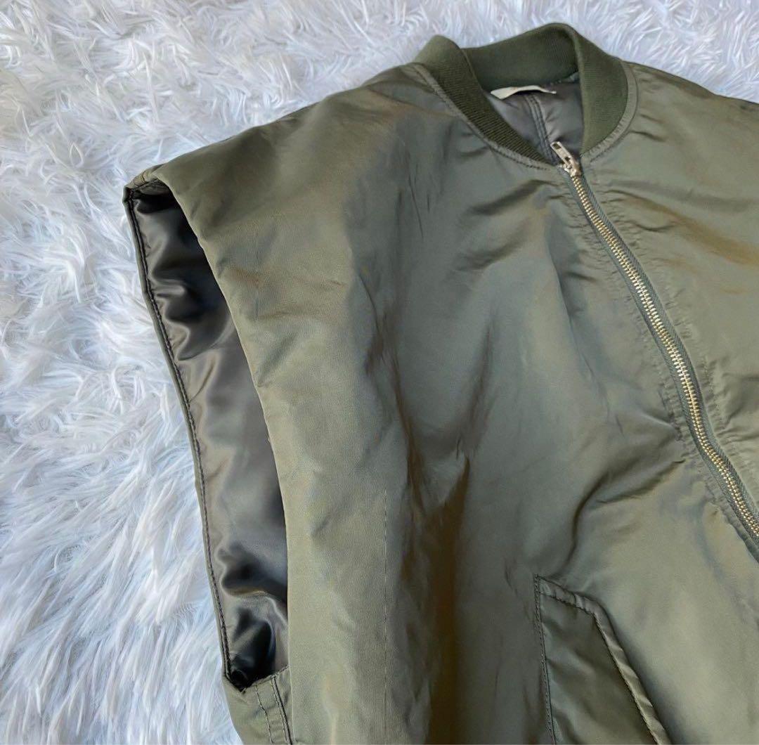 美品　CANAL JEAN MA-1ベスト ボリュームスリーブ　緑　グリーン