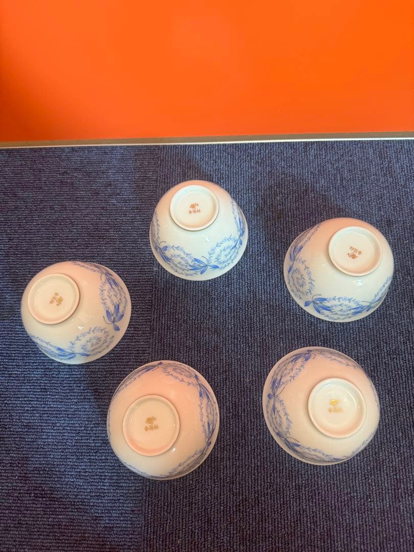 2036  香蘭社 蘭花唐草 湯呑 5客　金彩　未使用