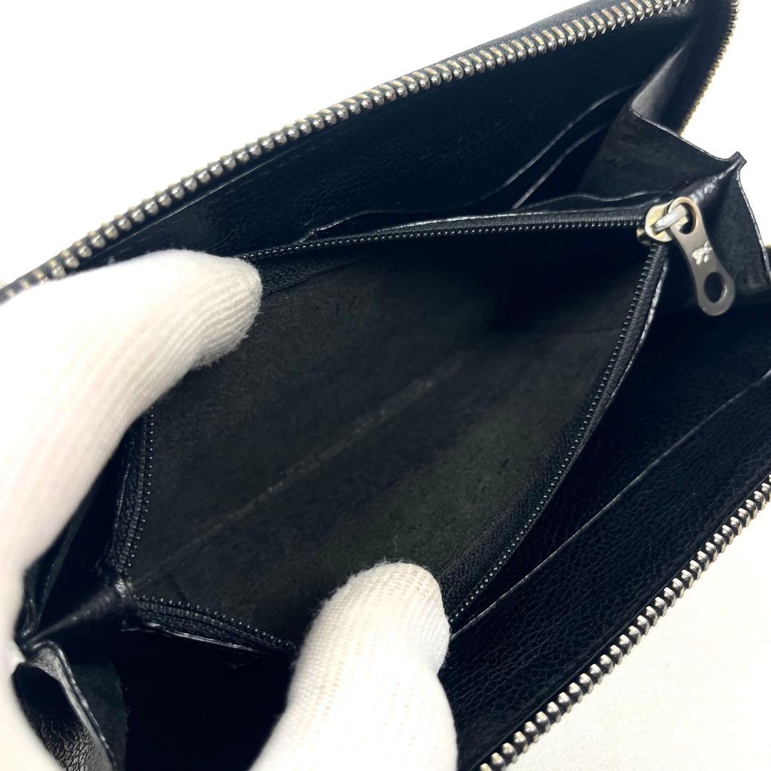 イルビゾンテ　長財布　ロゴ型押し　オールレザー　オールブラック　Ｌ字ファスナー