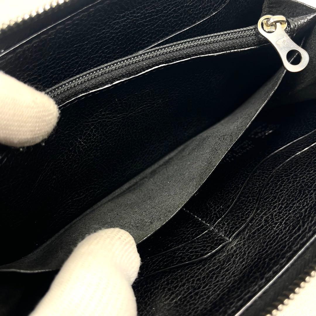 イルビゾンテ　長財布　ロゴ型押し　オールレザー　オールブラック　Ｌ字ファスナー