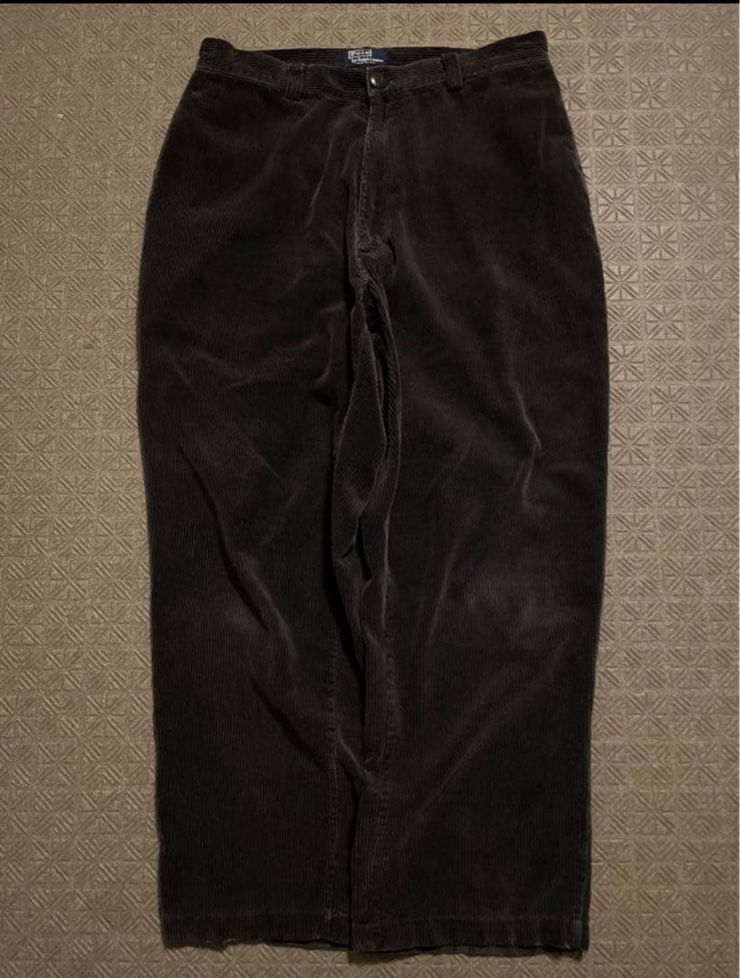 レア80s 90s USA製 ラルフローレン 黒 コーデュロイ トラウザー