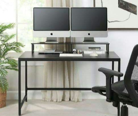 大型便／シンプル パソコンデスク モニター台付き120×60 ブラック