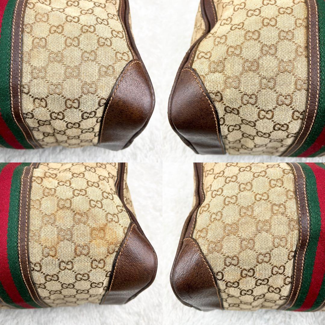 【希少】オールドグッチ シェリーライン GGキャンバス ボストンバッグ 鍵付き