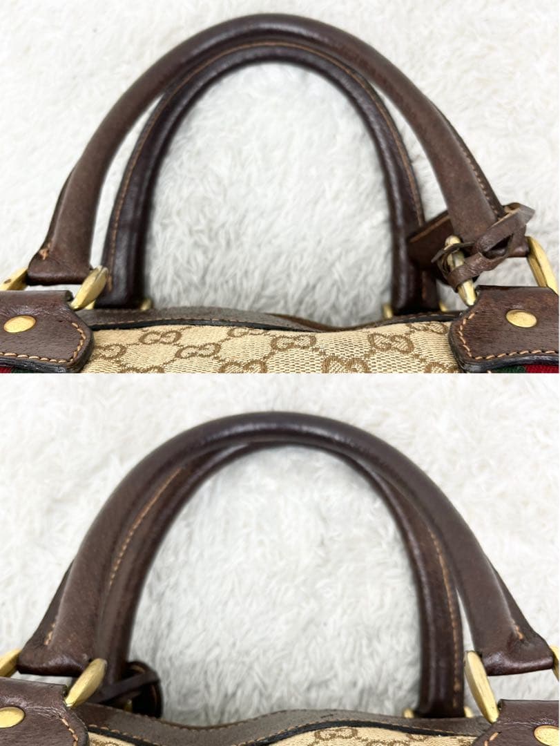 【希少】オールドグッチ シェリーライン GGキャンバス ボストンバッグ 鍵付き