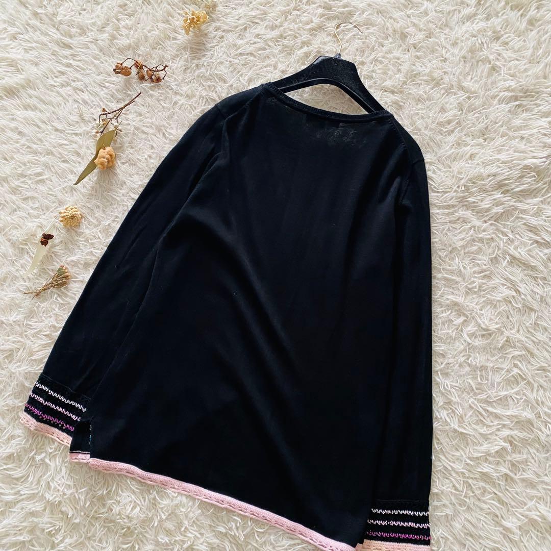 良品 春夏向け LEONARD コットンニット トリム ビジュー 長袖 セーター