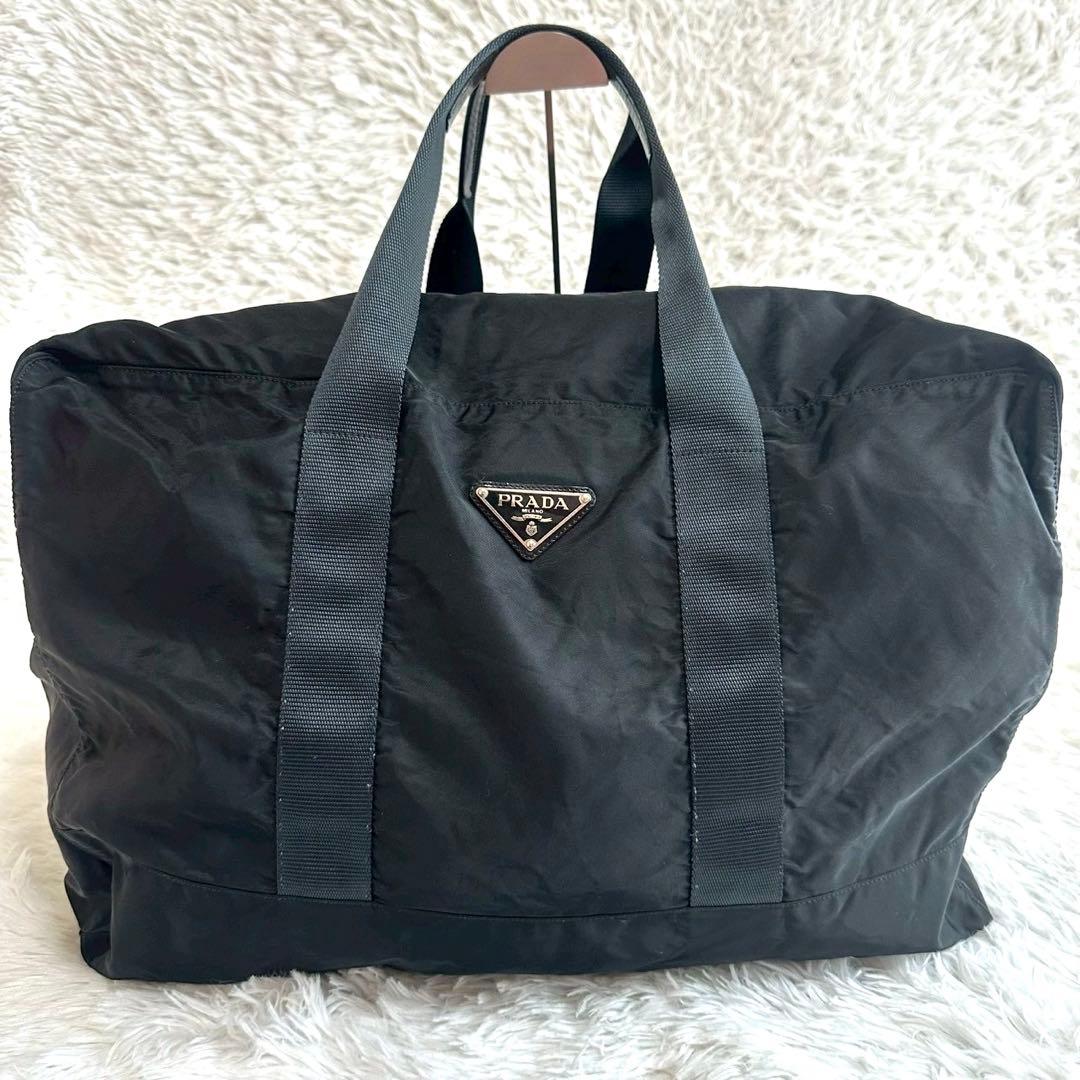 良品✨プラダ ボストンバッグ ハンド トラベルバッグ 旅行 人気 黒 ブラック