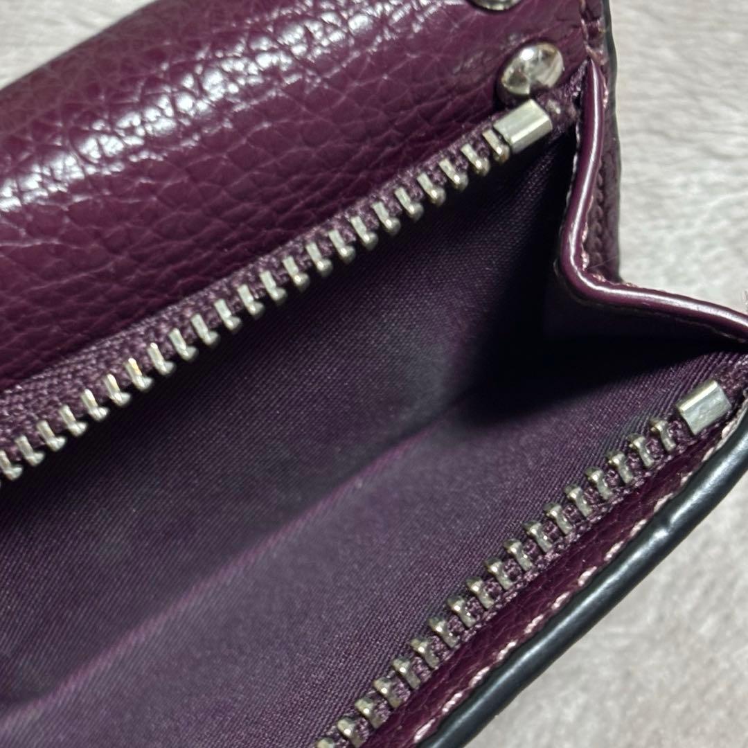 コーチ COACH 三つ折り財布 レザー ウォレット・リベット ディープベリー