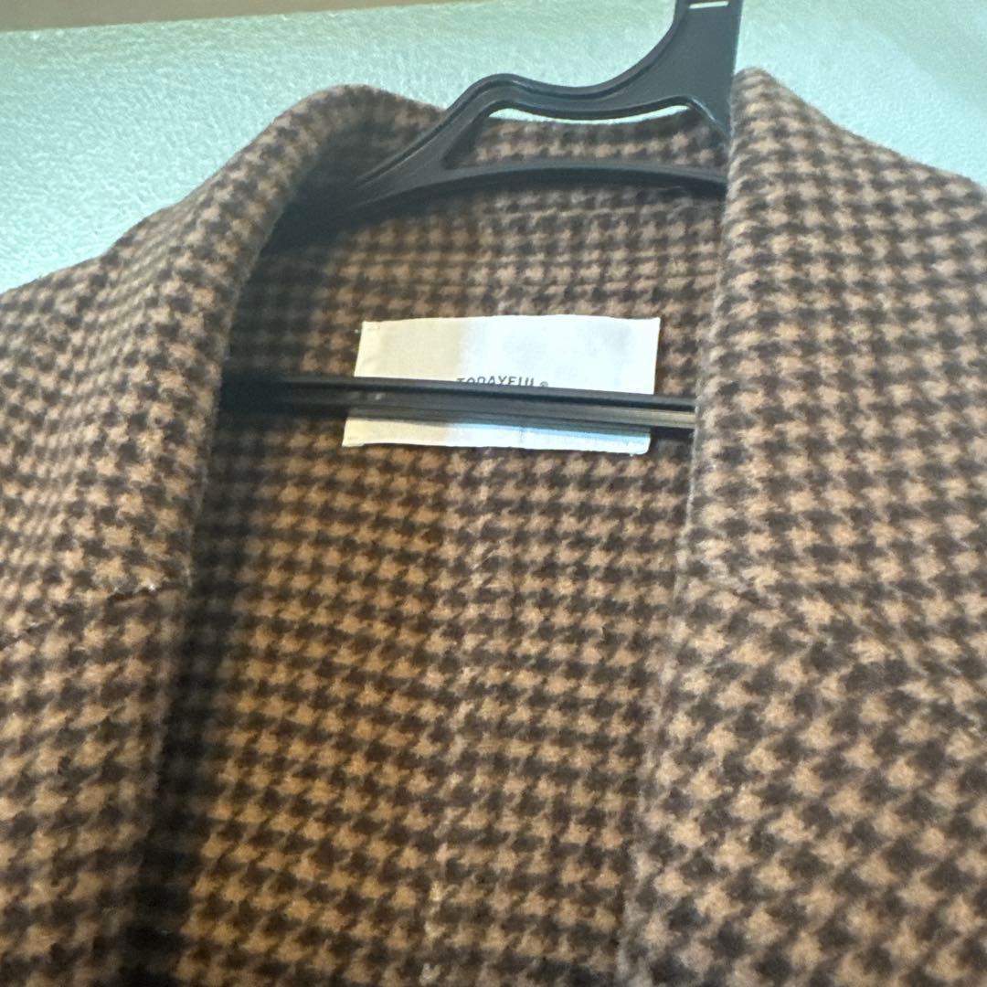 todayfulチェックウールコート