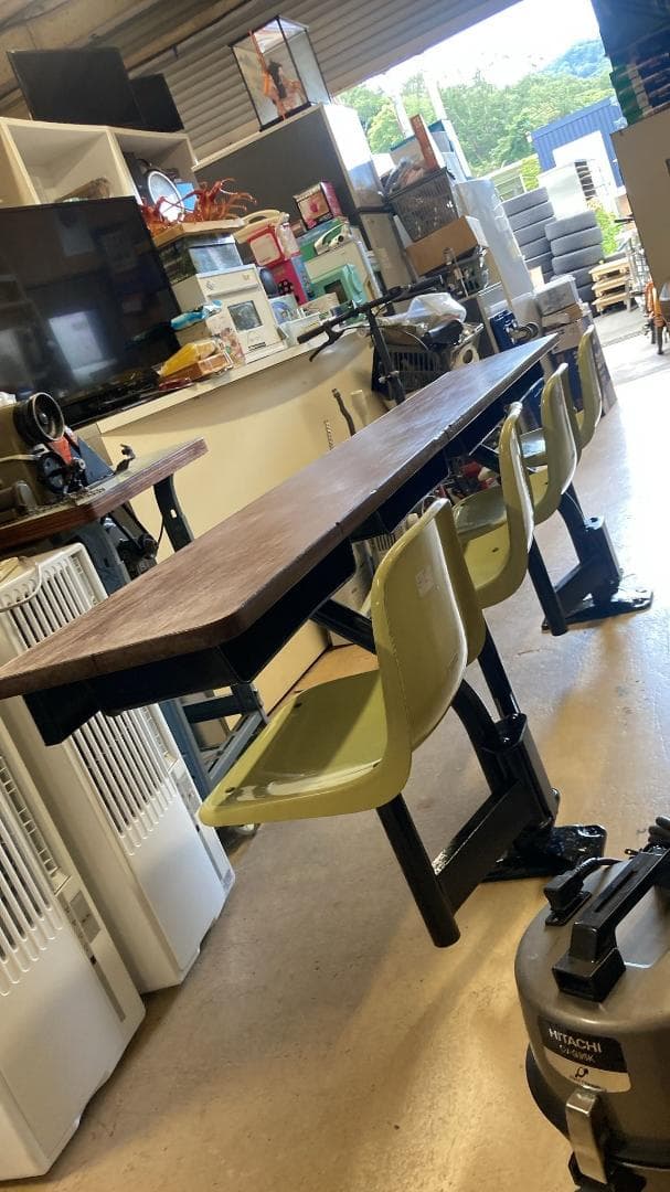 長机　木目調　椅子付き　学習机　オフィス　会議　カフェ　テーブル　学校