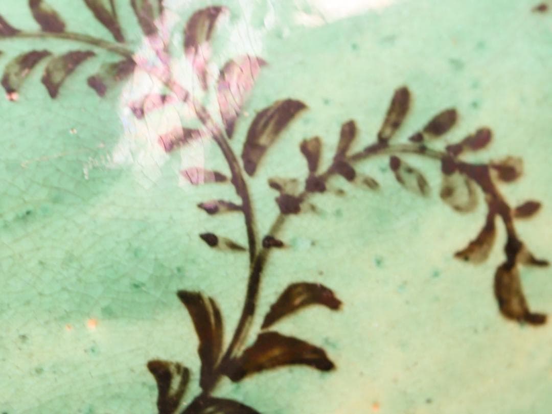 明治期 再興九谷 色絵兎山水公家図飾皿 尺2寸