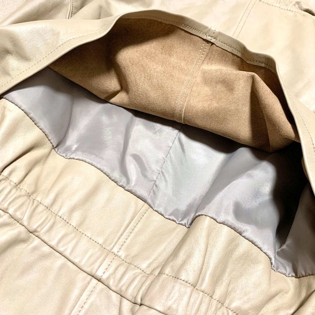 美品✨グレースコンチネンタル ライト レザー ブルゾン ドローコード フリル