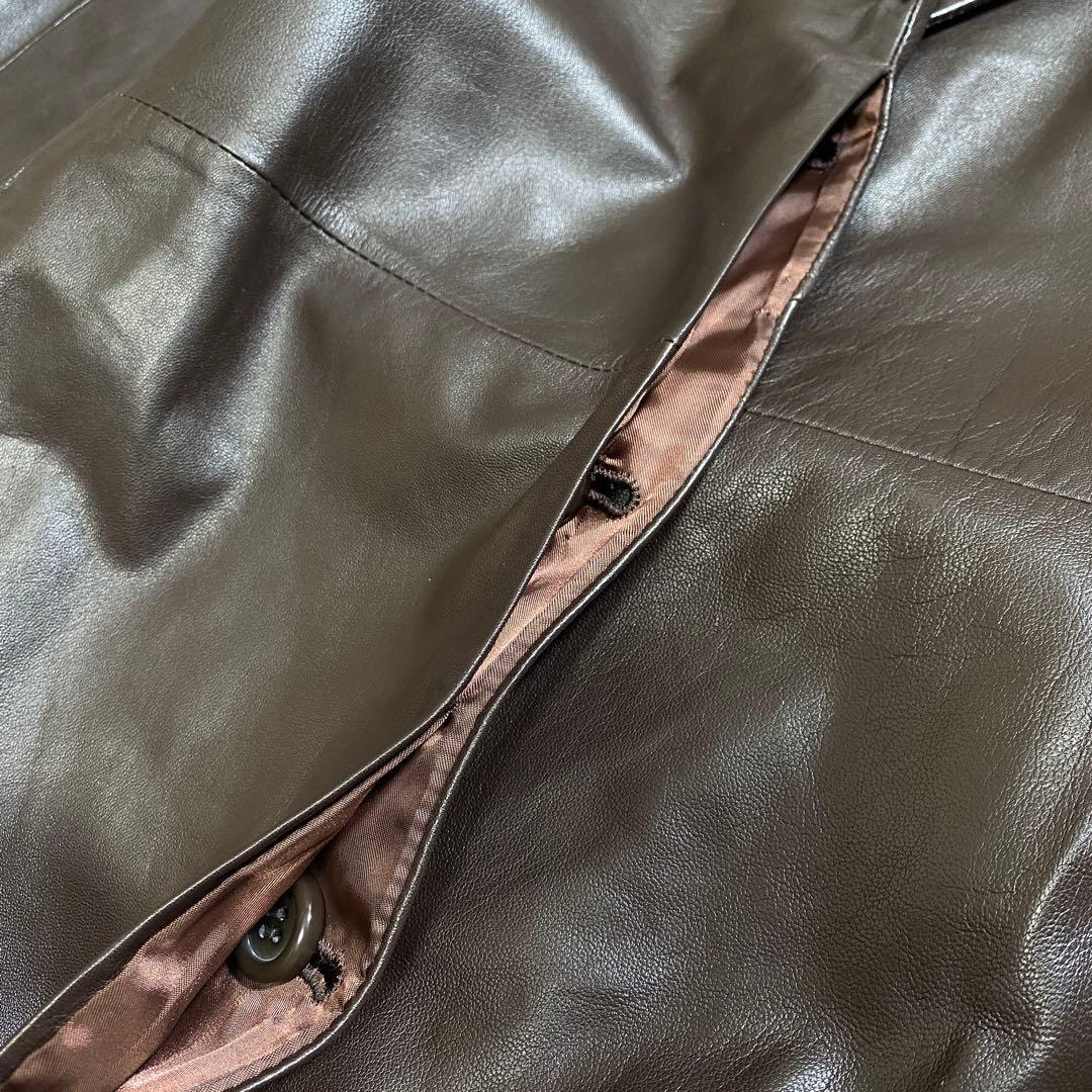 美品♡INED ラムレザー 比翼ロングトレンチコート 高級羊革 ラムスキン