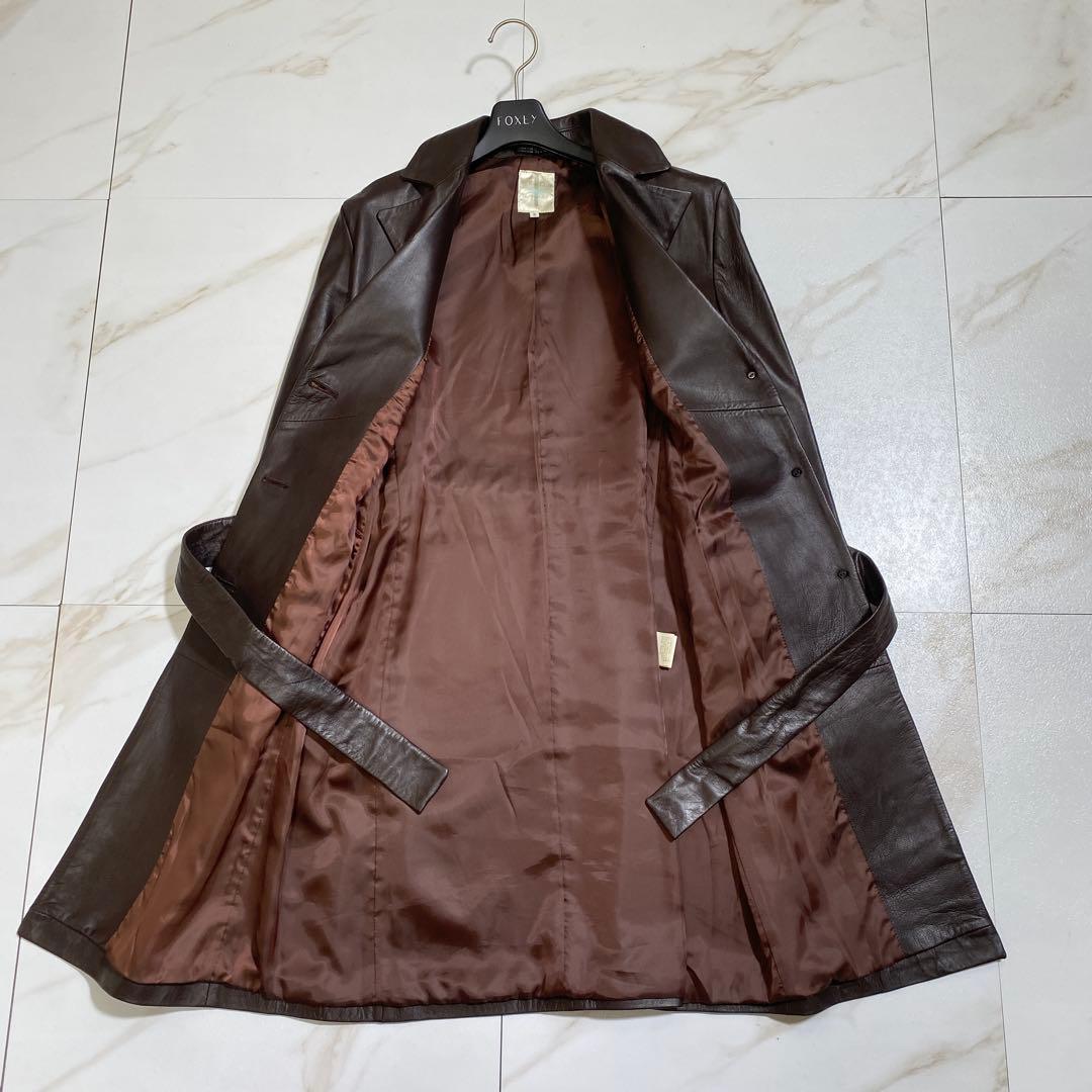 美品♡INED ラムレザー 比翼ロングトレンチコート 高級羊革 ラムスキン