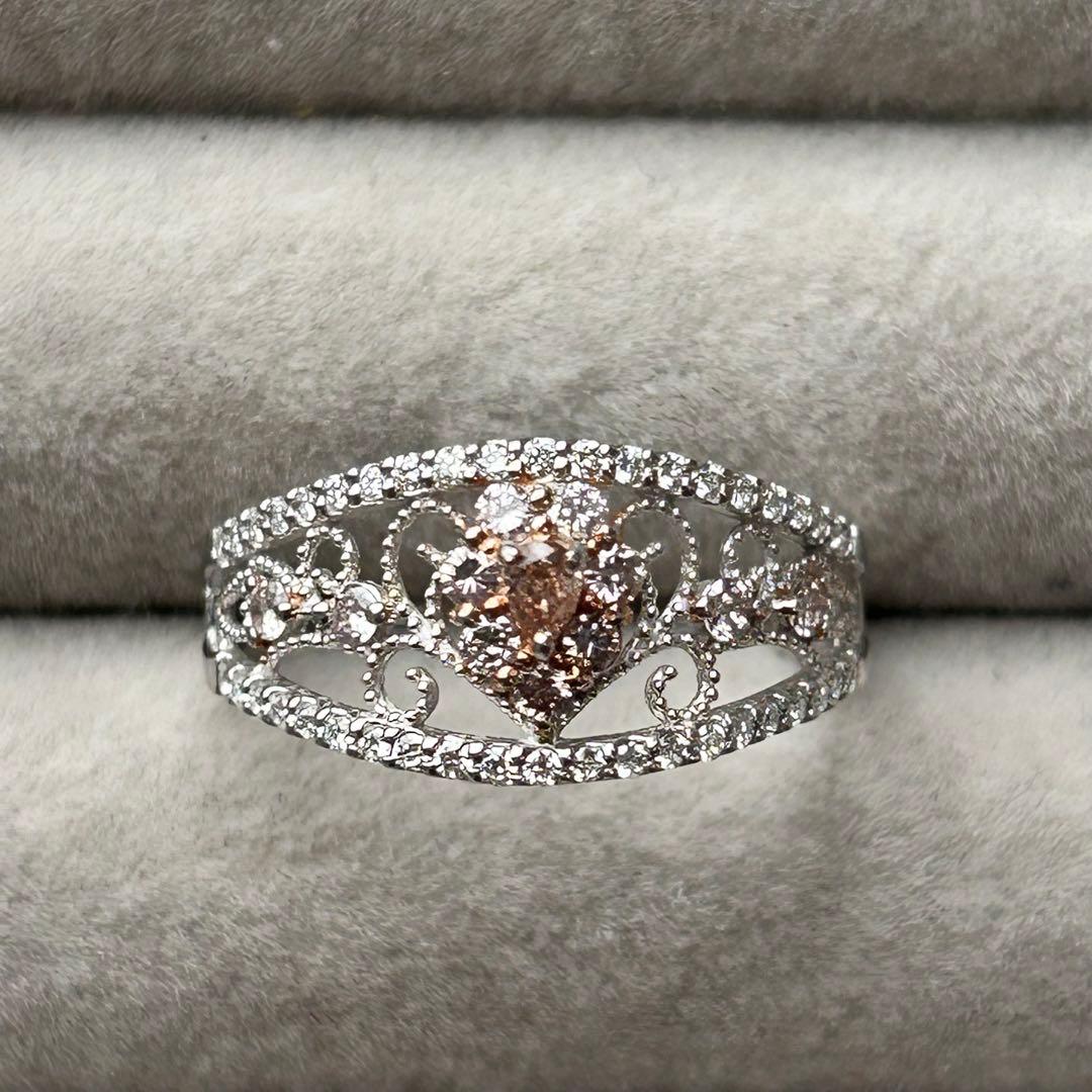 天然ピンクダイヤモンド　透かし　リング　15号　AGT VS2 プラチナ900