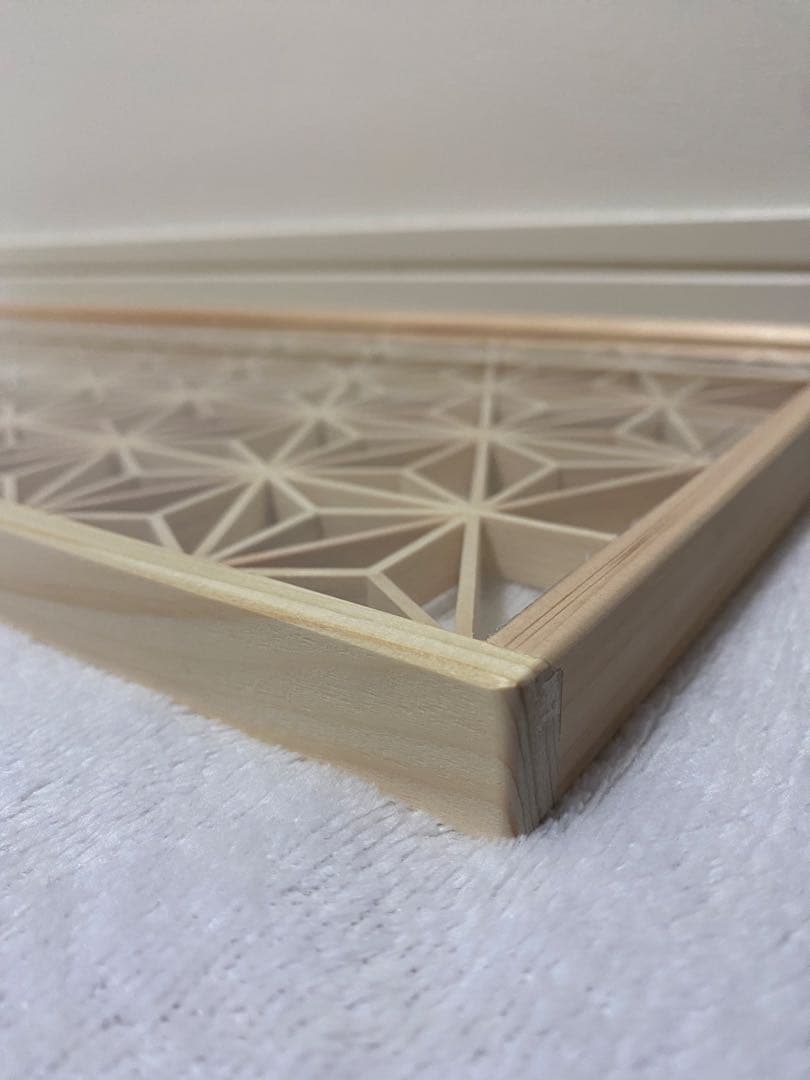 組子細工　折敷　麻の葉紋様