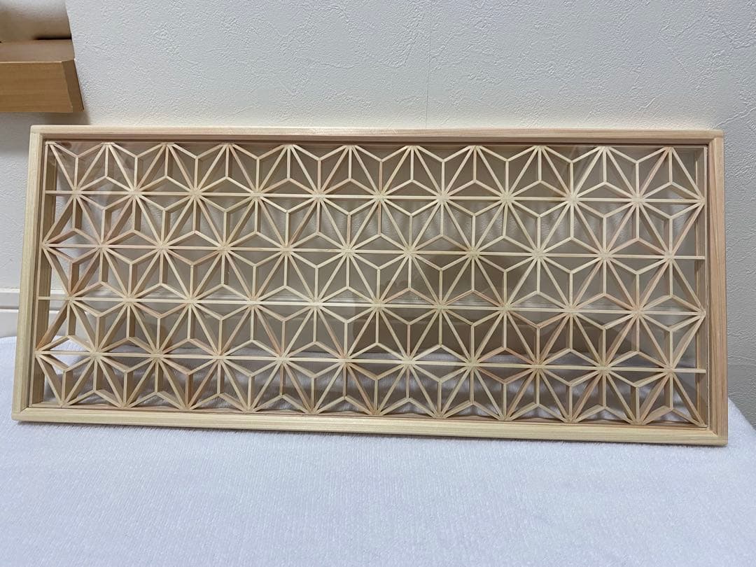 組子細工　折敷　麻の葉紋様