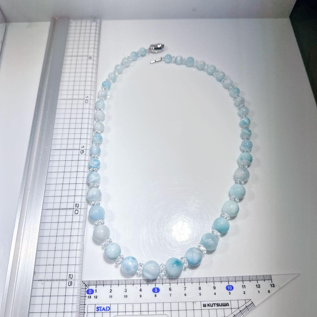 ラリマーボタン水晶ネックレスNO25-2132