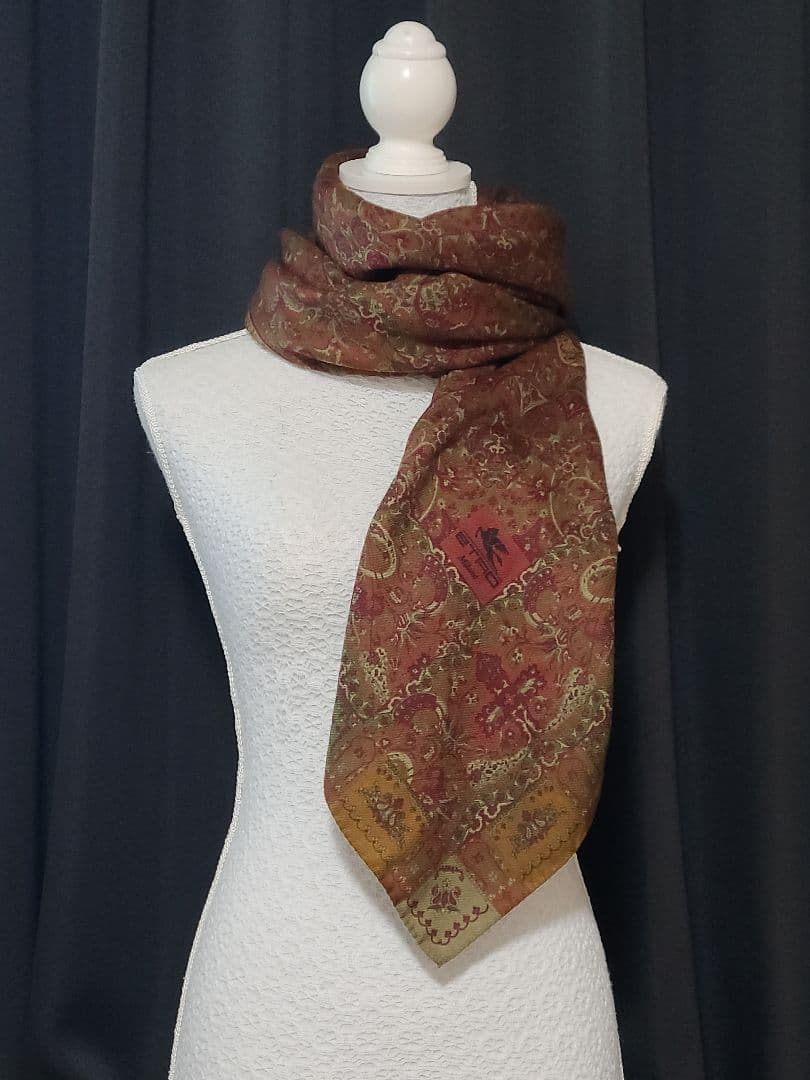 値下げ♪ETRO ペイズリー柄 シルク ウール ストール ショール 大判