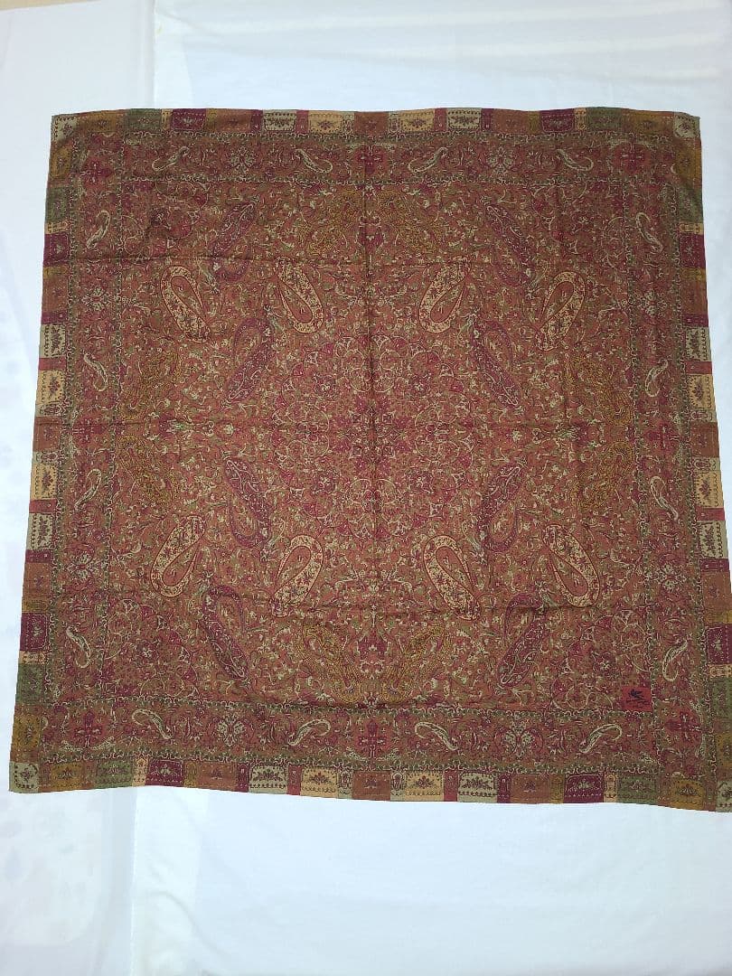 値下げ♪ETRO ペイズリー柄 シルク ウール ストール ショール 大判